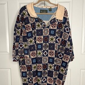 Vintage Quilted Pattern Button Short Sleeve!